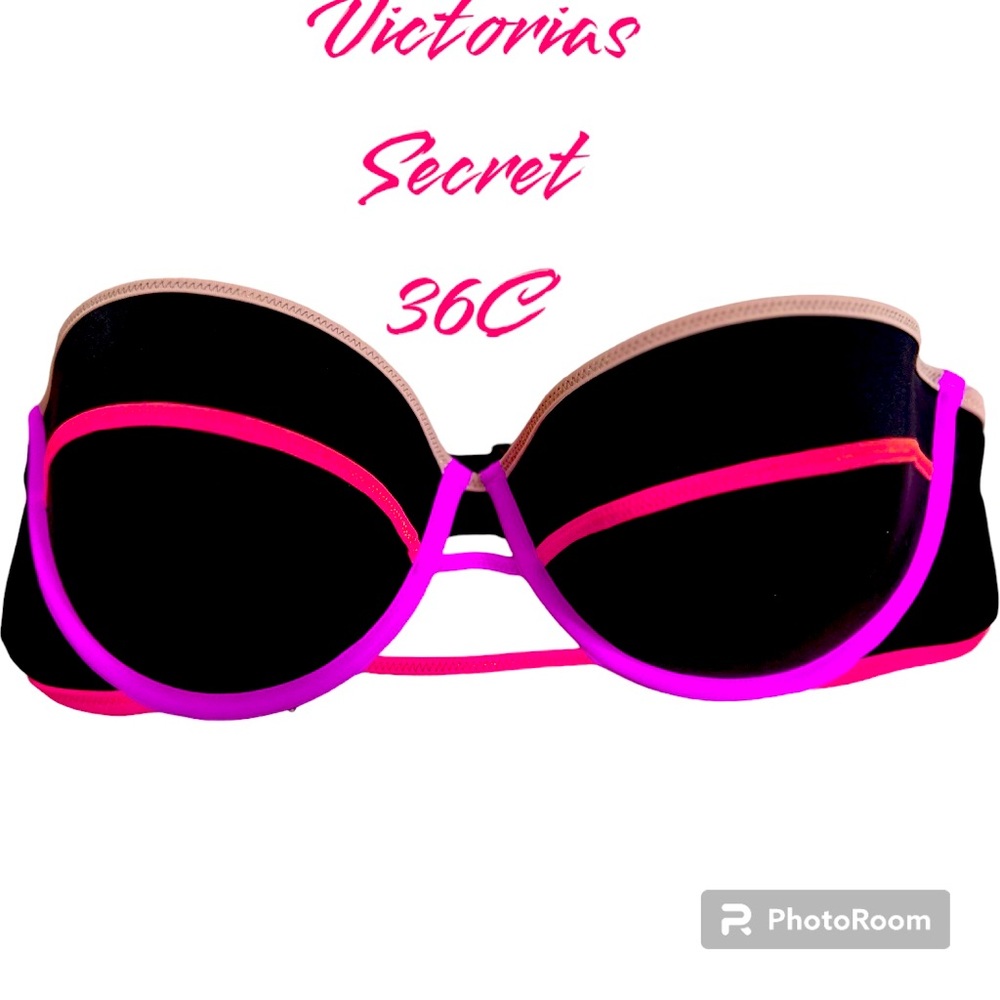 Victoria’s Secret swim bikini top 36C cage straps closure .